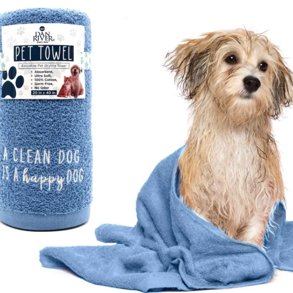 DAN RIVER 100% Cotton Dog Bath TowelDog Grooming Towels Absorbent Dog Towels